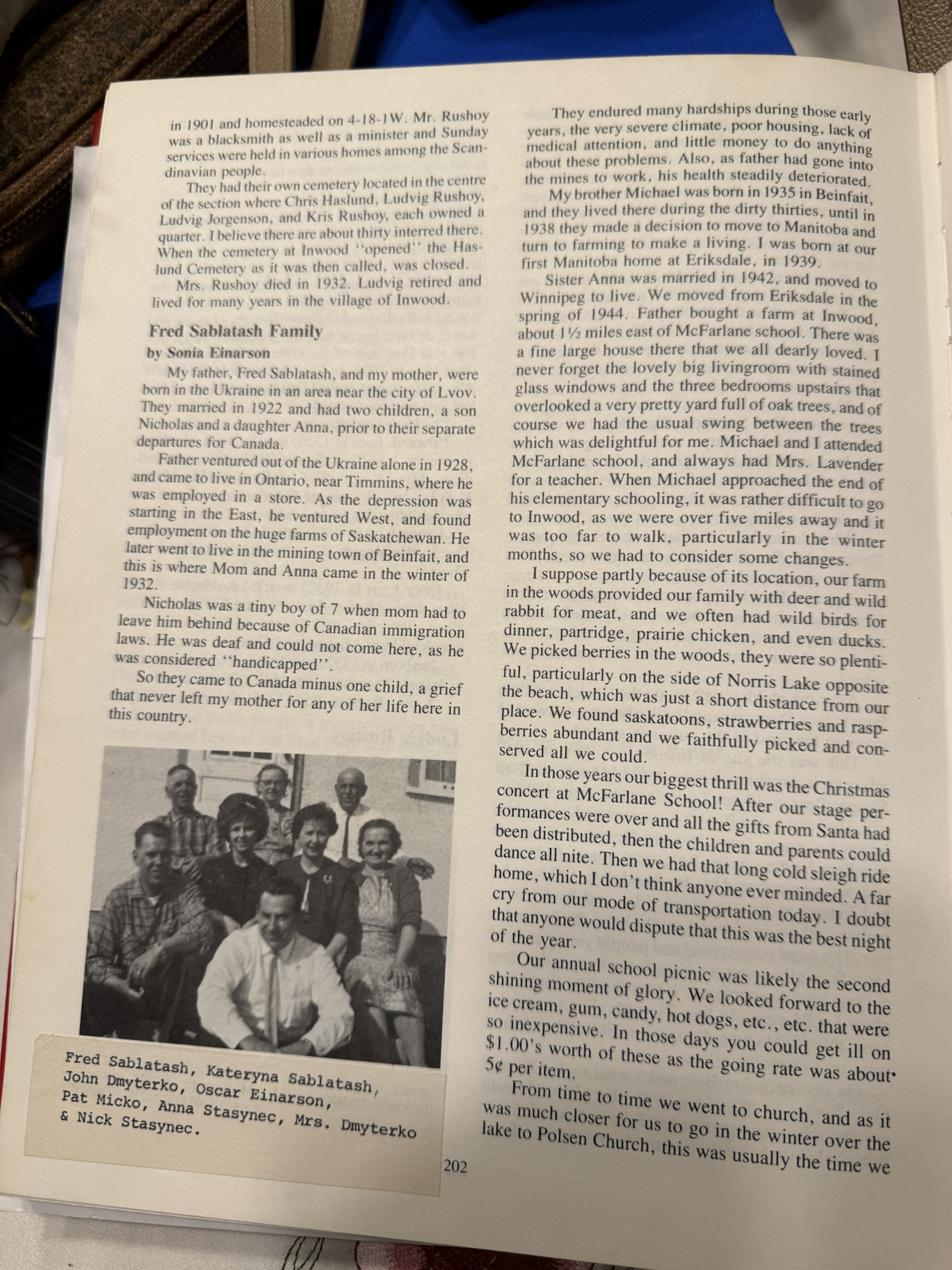 Page 202 of the Fred Sablatash Family history